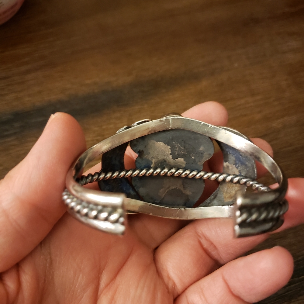 Vintage Sterling Silver Turquoise Cuff Bracelet - Picture 15 of 15
